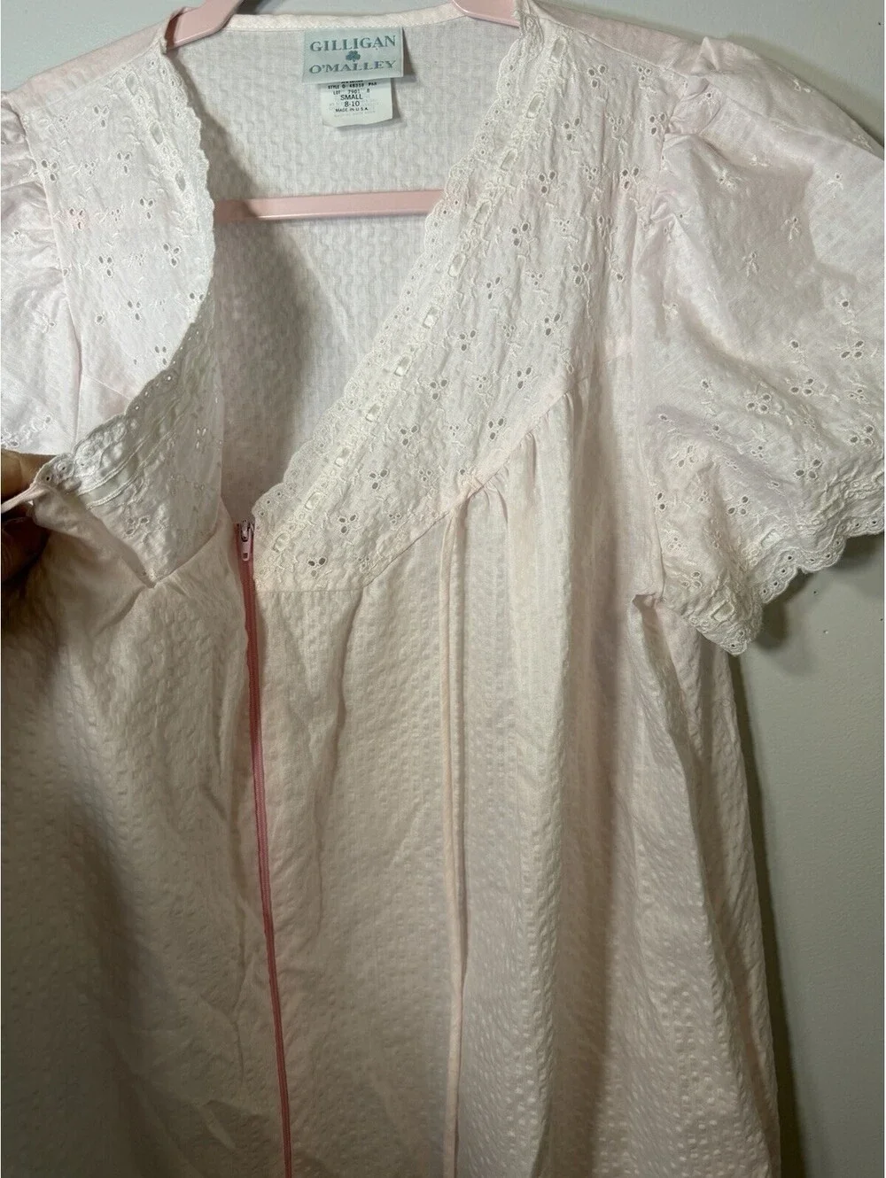 VTG Gilligan O’Malley Maxi Nightgown Pink Eyelet Lace Small Cottagecore Coquette